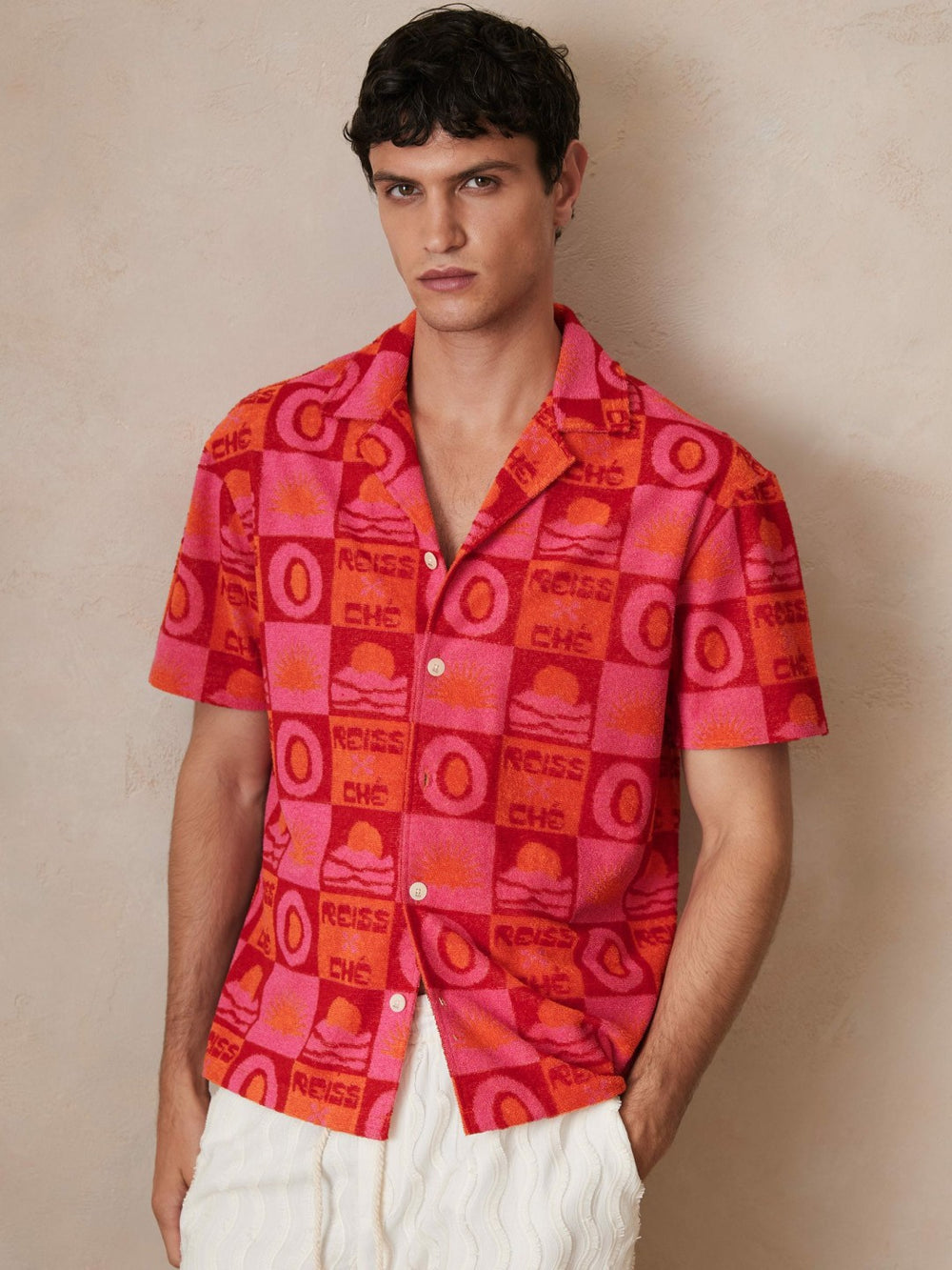 | Ché Sunset Towelling Shirt in Pink