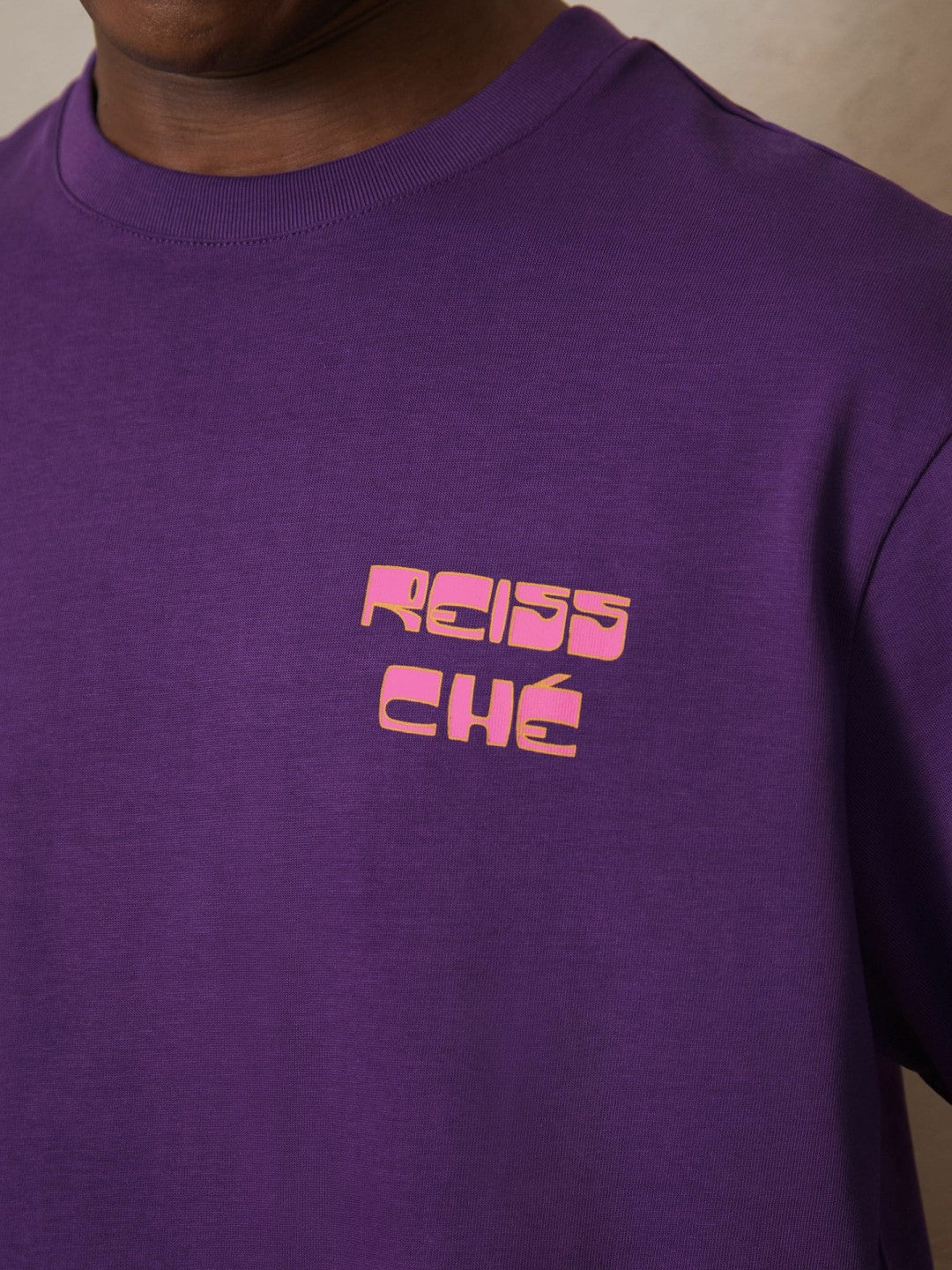 | Ché Cotton Palm-Print T-Shirt in Purple