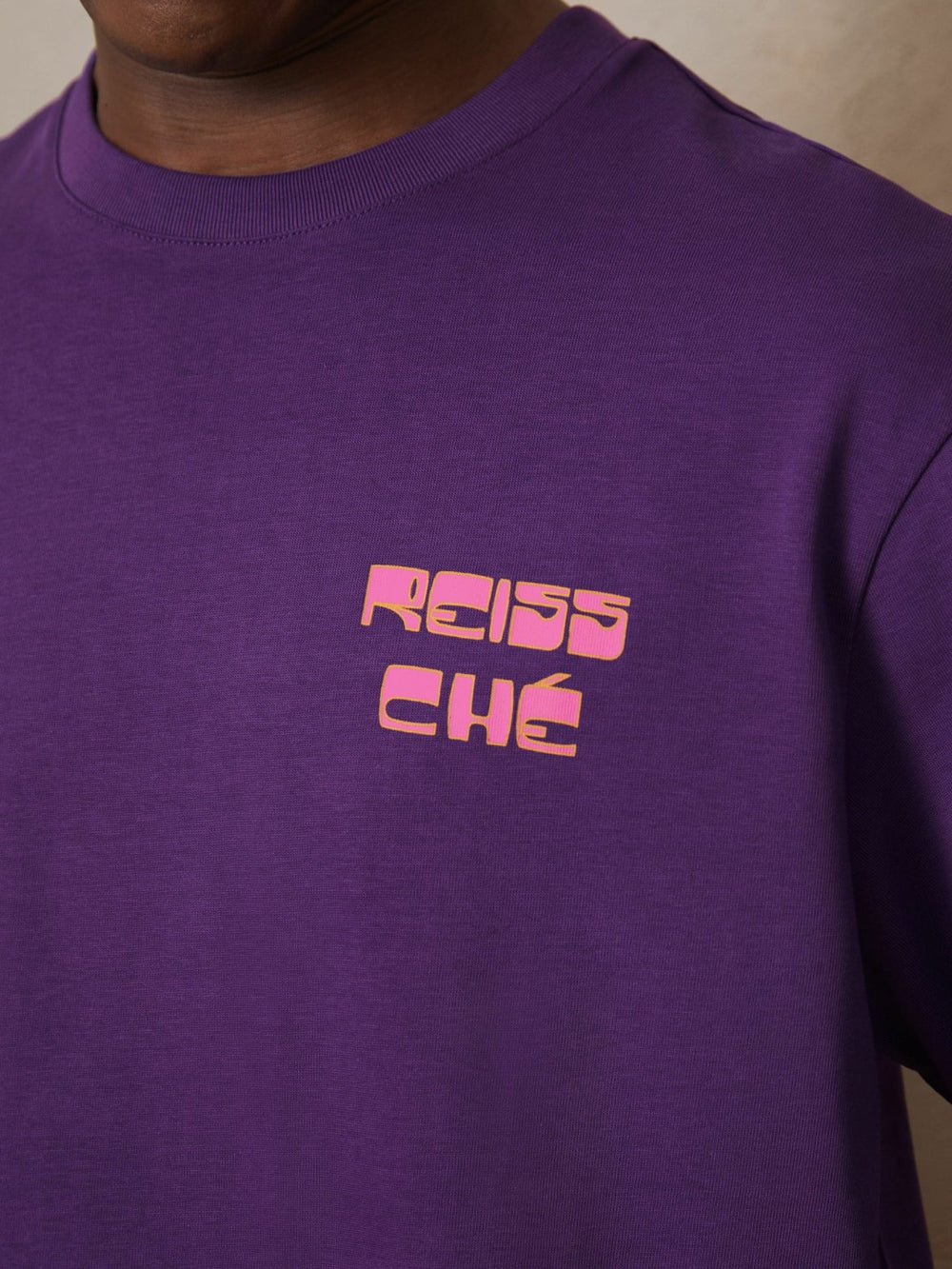 | Ché Cotton Palm-Print T-Shirt in Purple