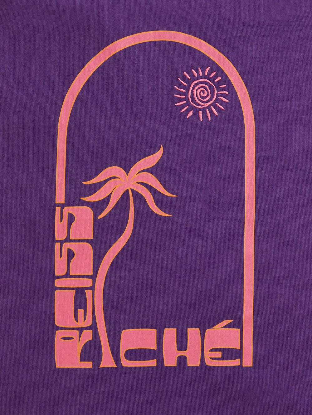 | Ché Cotton Palm-Print T-Shirt in Purple