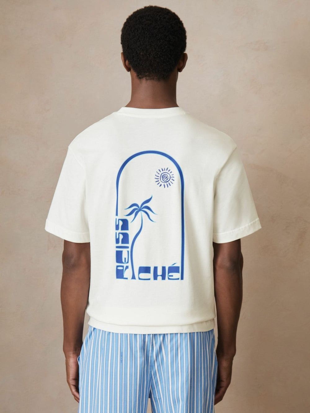 | Ché Cotton Palm-Print T-Shirt in White