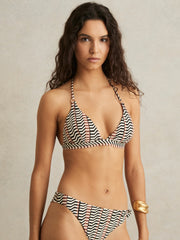 Triangle Halterneck Bikini Top in Black/Brown