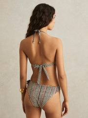 Triangle Halterneck Bikini Top in Black/Brown