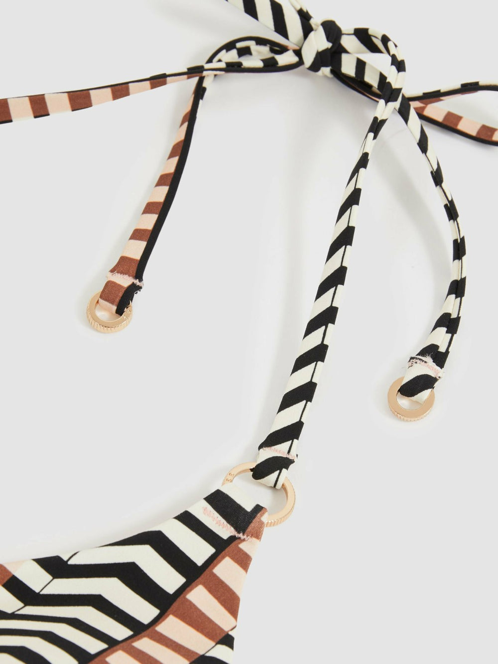 Triangle Halterneck Bikini Top in Black/Brown