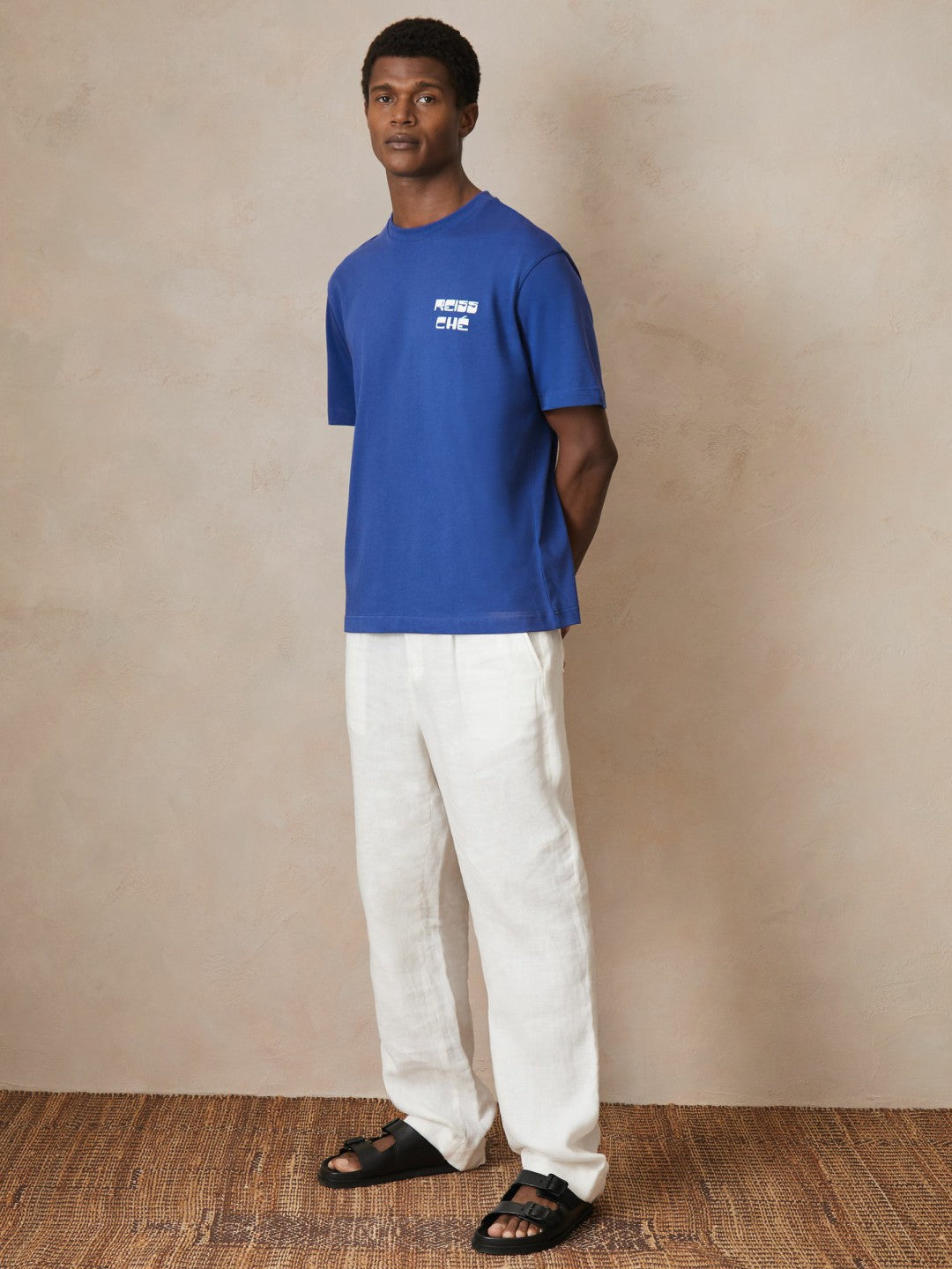 | Ché Cotton Palm-Print T-Shirt in Blue