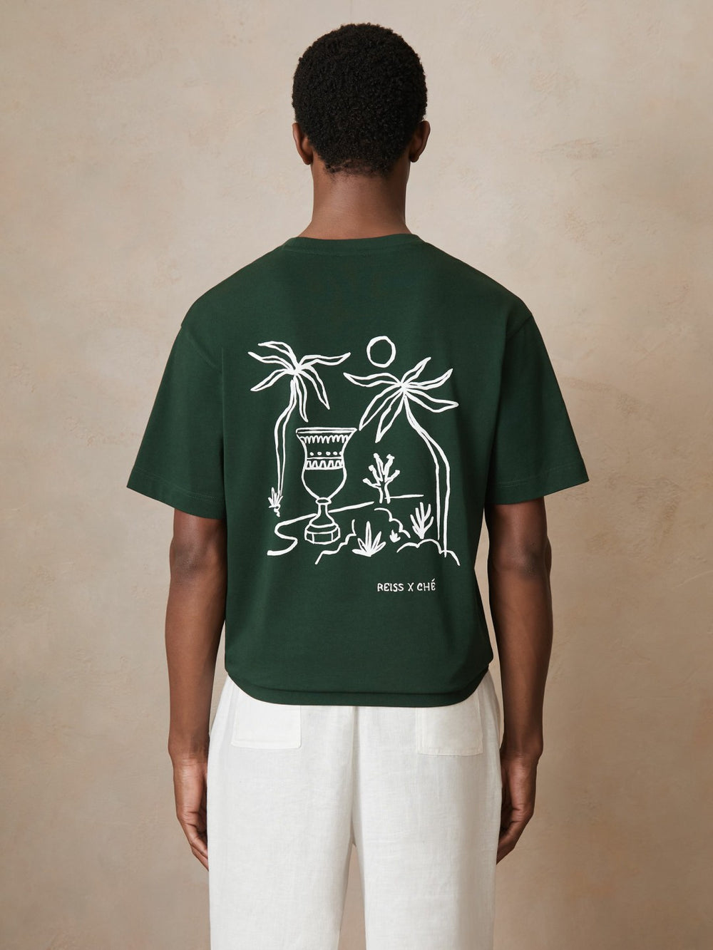 | Ché Cotton Palm-Tree T-Shirt in Green