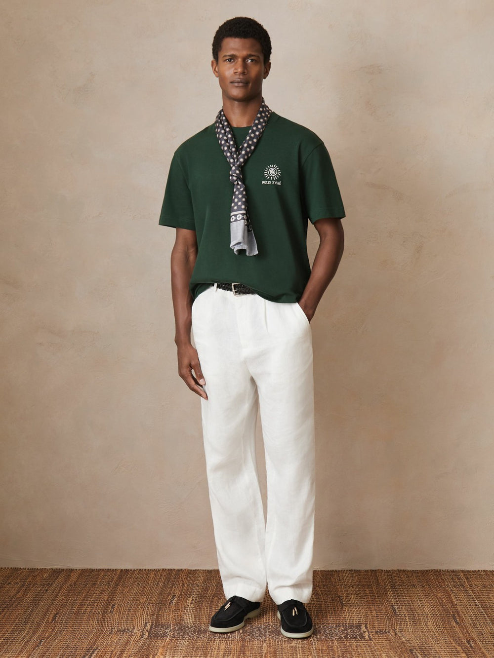 | Ché Cotton Palm-Tree T-Shirt in Green