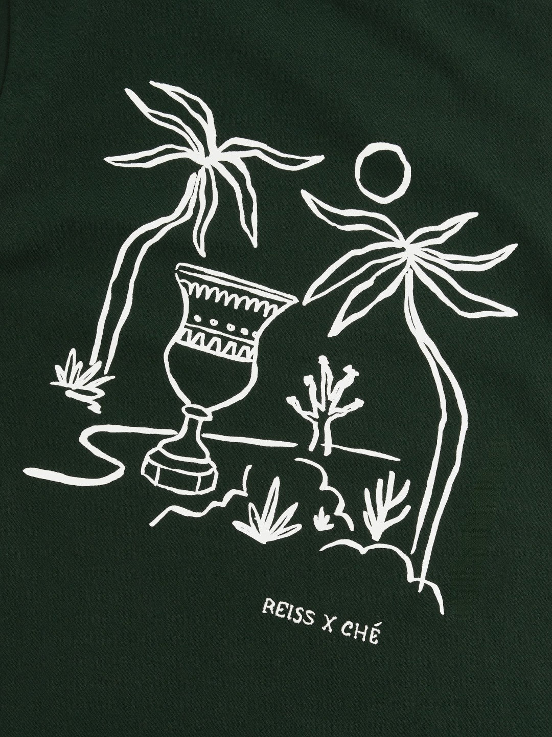 | Ché Cotton Palm-Tree T-Shirt in Green