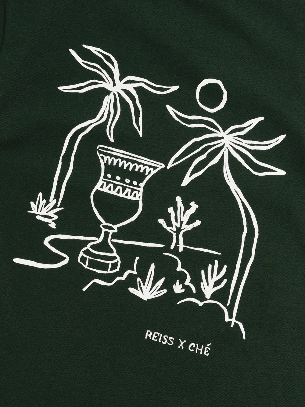 | Ché Cotton Palm-Tree T-Shirt in Green
