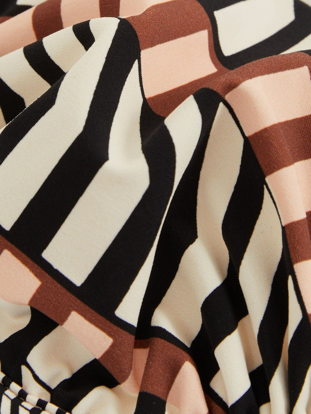 Chevron Stripe Underwired Bikini Top in Black/Brown