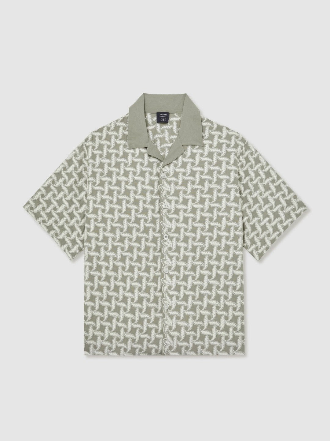 | Ché Motif-Embroidered Shirt in Sage/White