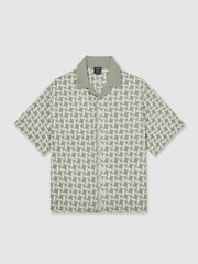 | Ché Motif-Embroidered Shirt in Sage/White