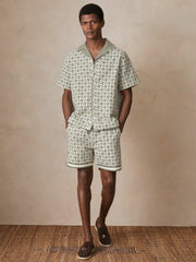 | Ché Motif-Embroidered Shirt in Sage/White