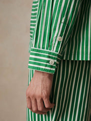 | Ché Poplin Stripe Pocket Shirt in Bright Green/White