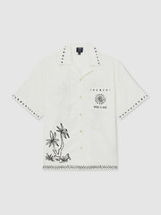 | Ché Cotton-Linen Palm Shirt in White