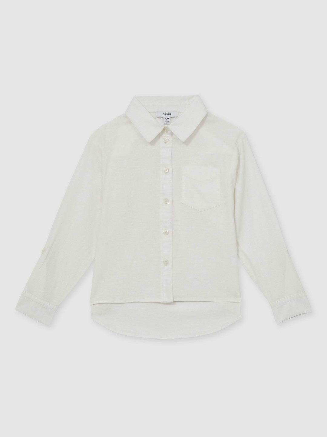 4-9 yrs Linen Roll-Cuff Shirt in Ivory