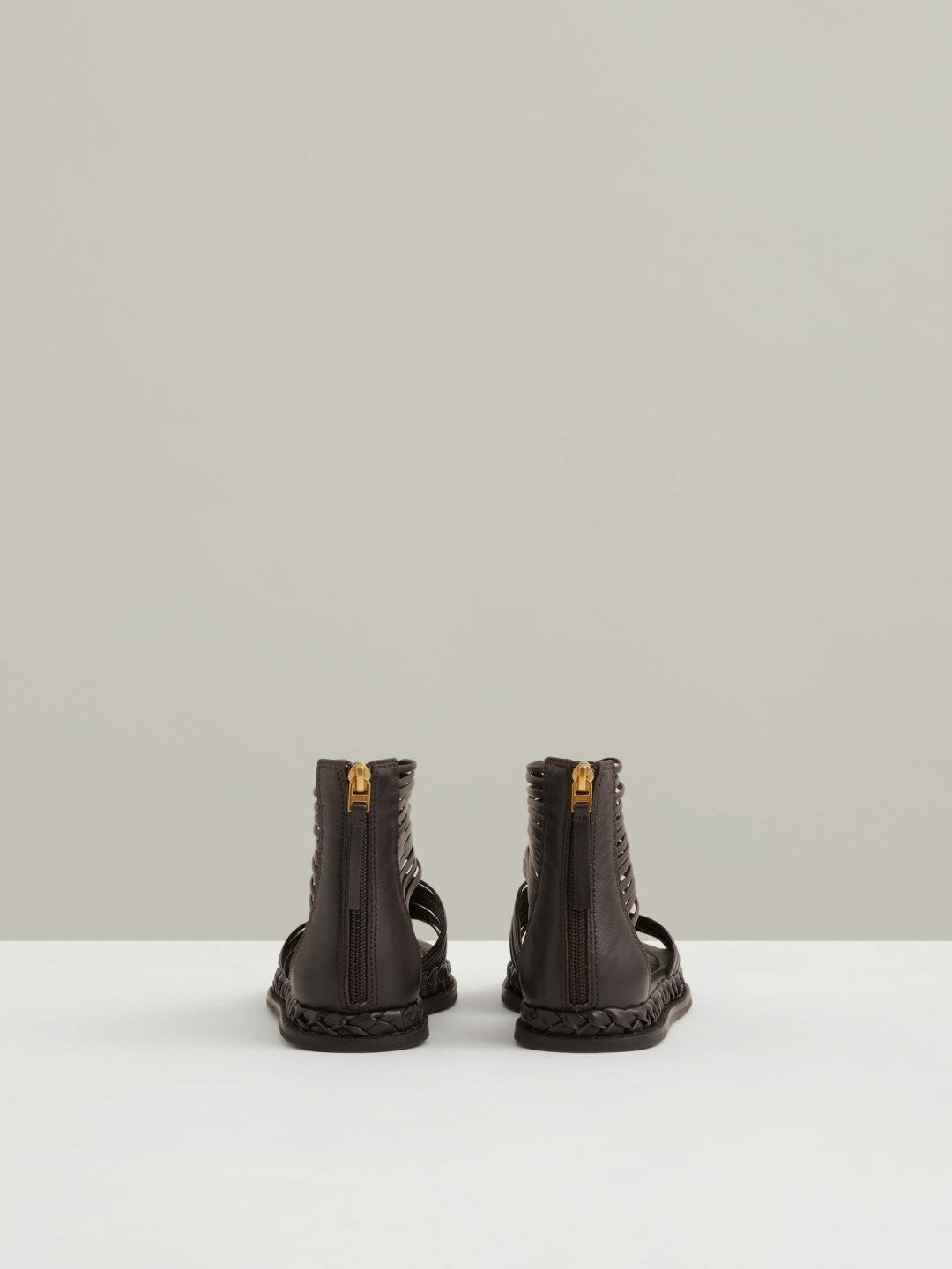 Leather Gladiator Sandals in Chocolate