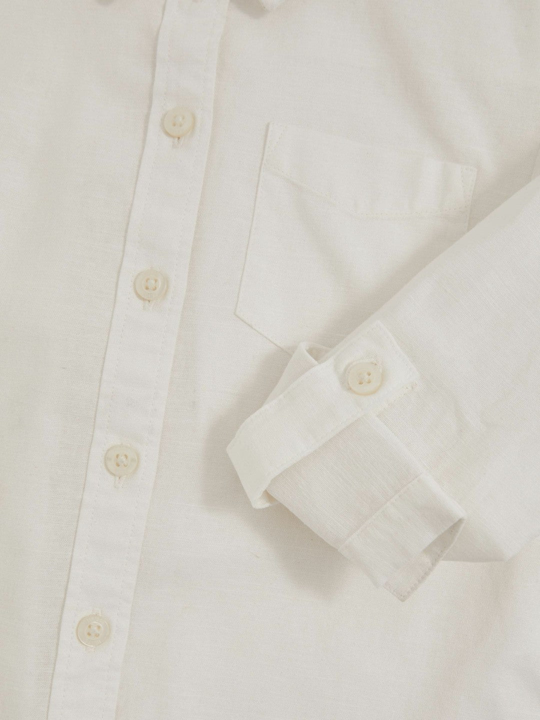 13-14 yrs Linen Roll-Cuff Shirt in Ivory