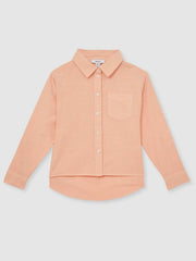 4-9 yrs Linen Roll-Cuff Shirt in Peach
