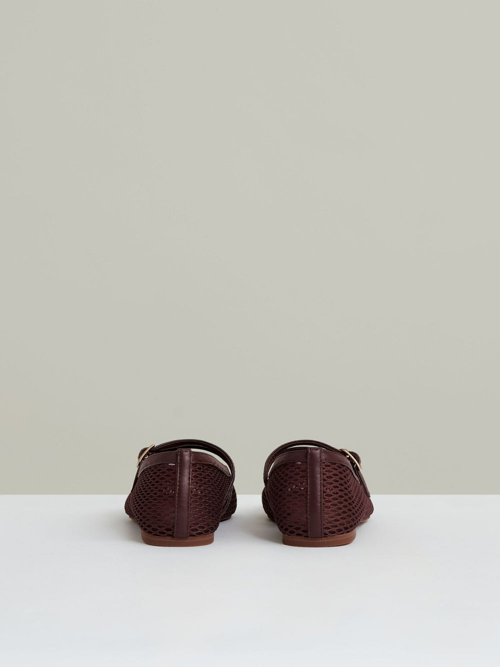 Mesh Double-Strap Ballet Flats in Oxblood