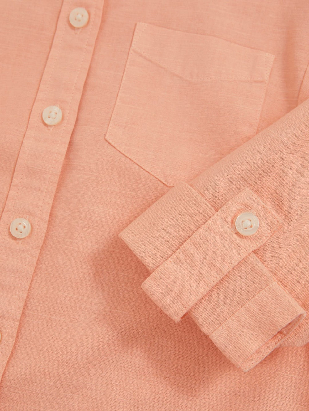 9-13 yrs Linen Roll-Cuff Shirt in Peach