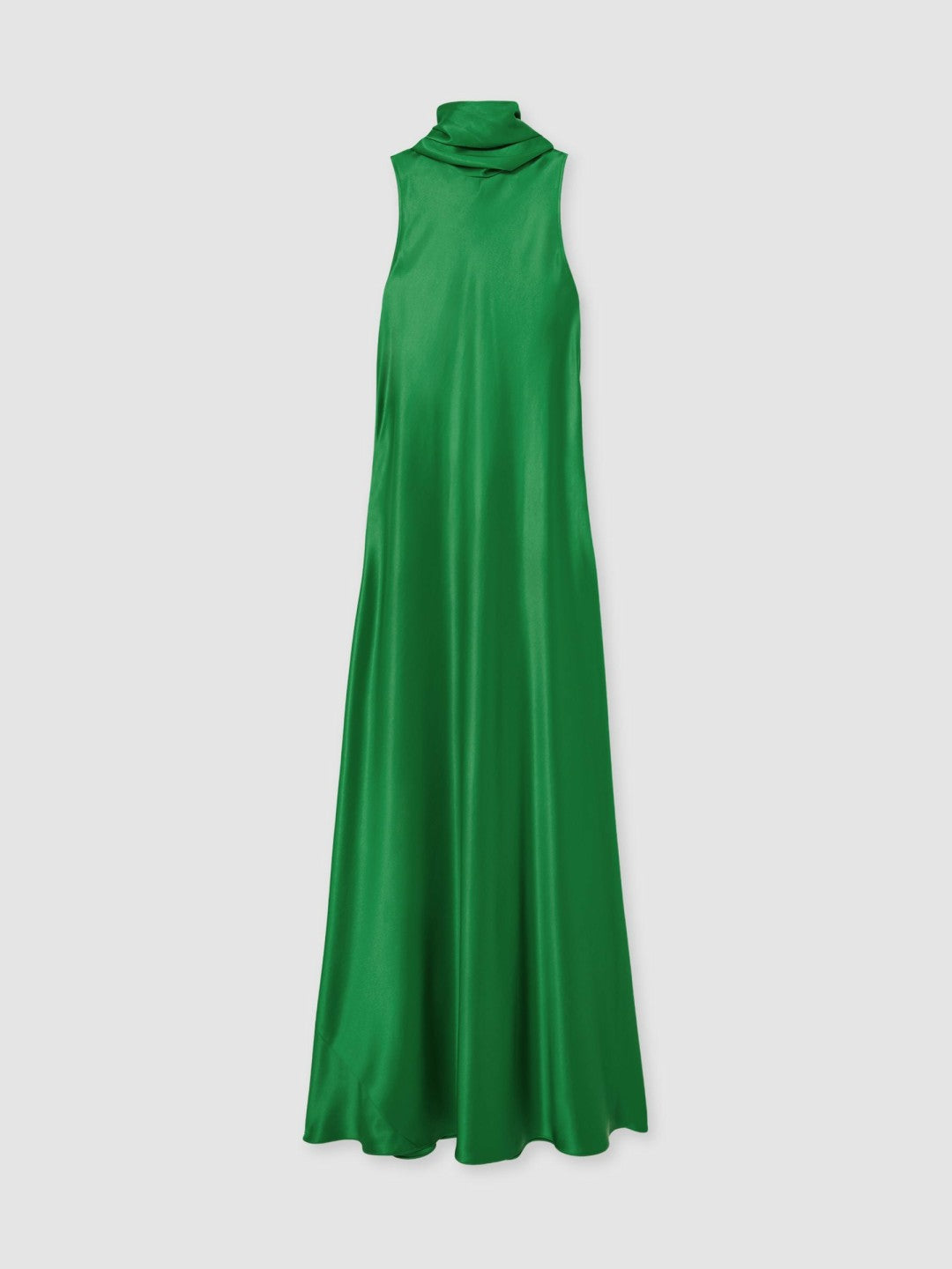 Petite Satin Cape Maxi Dress in Green