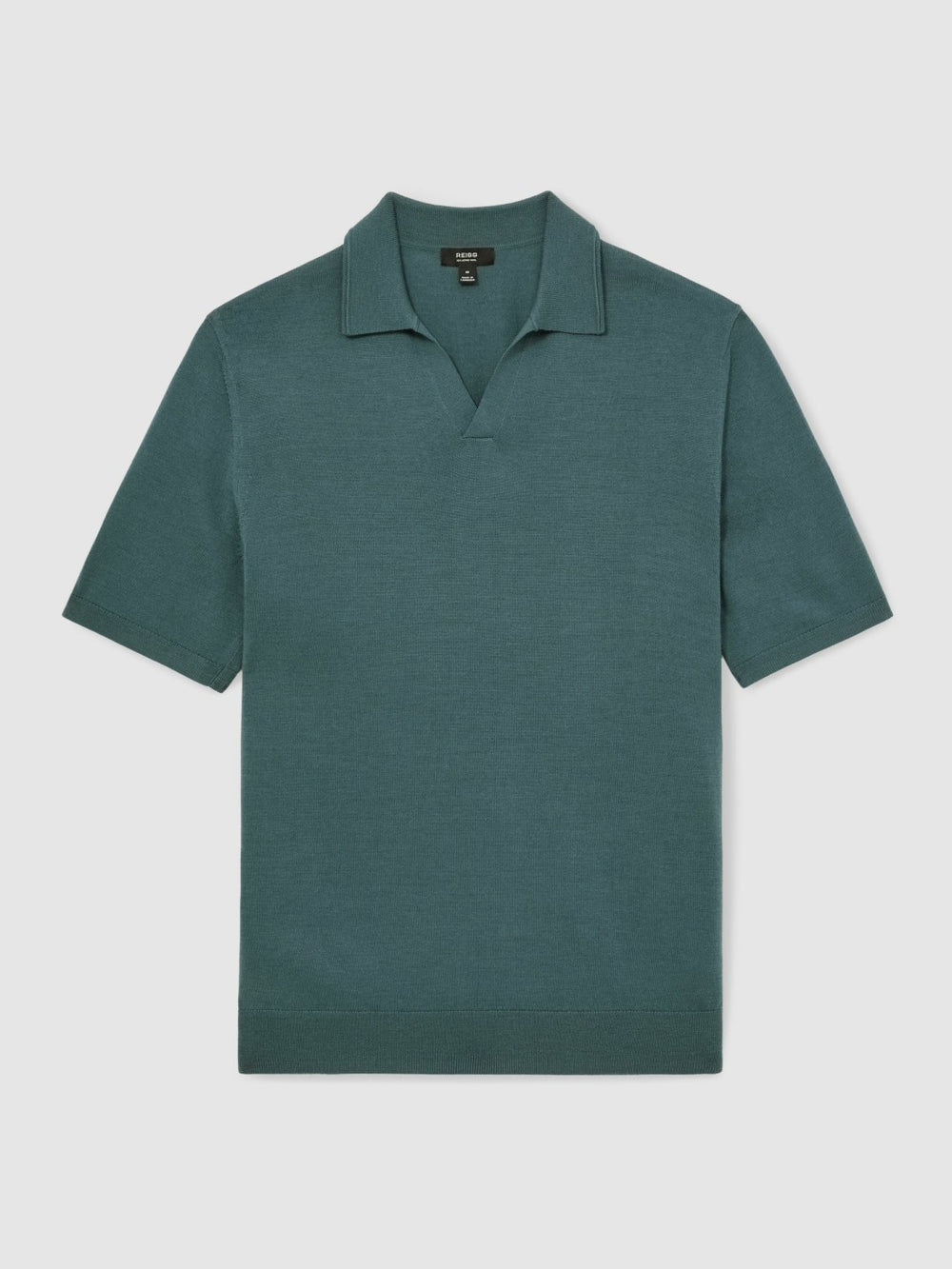Merino Wool Open Collar Polo Shirt in Orion Blue