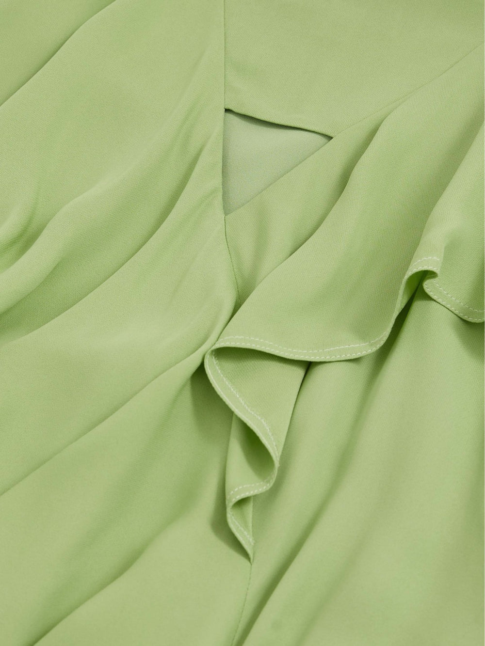Ruffle-Detail Midi Dress in Green