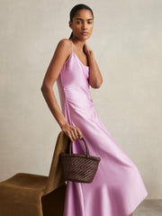 Leather Woven Mini Tote Bag in Chocolate