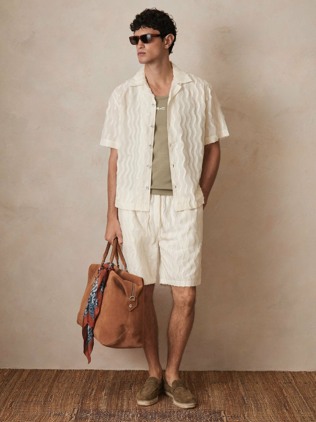 | Ché Fringed-Wave Shorts in Off White