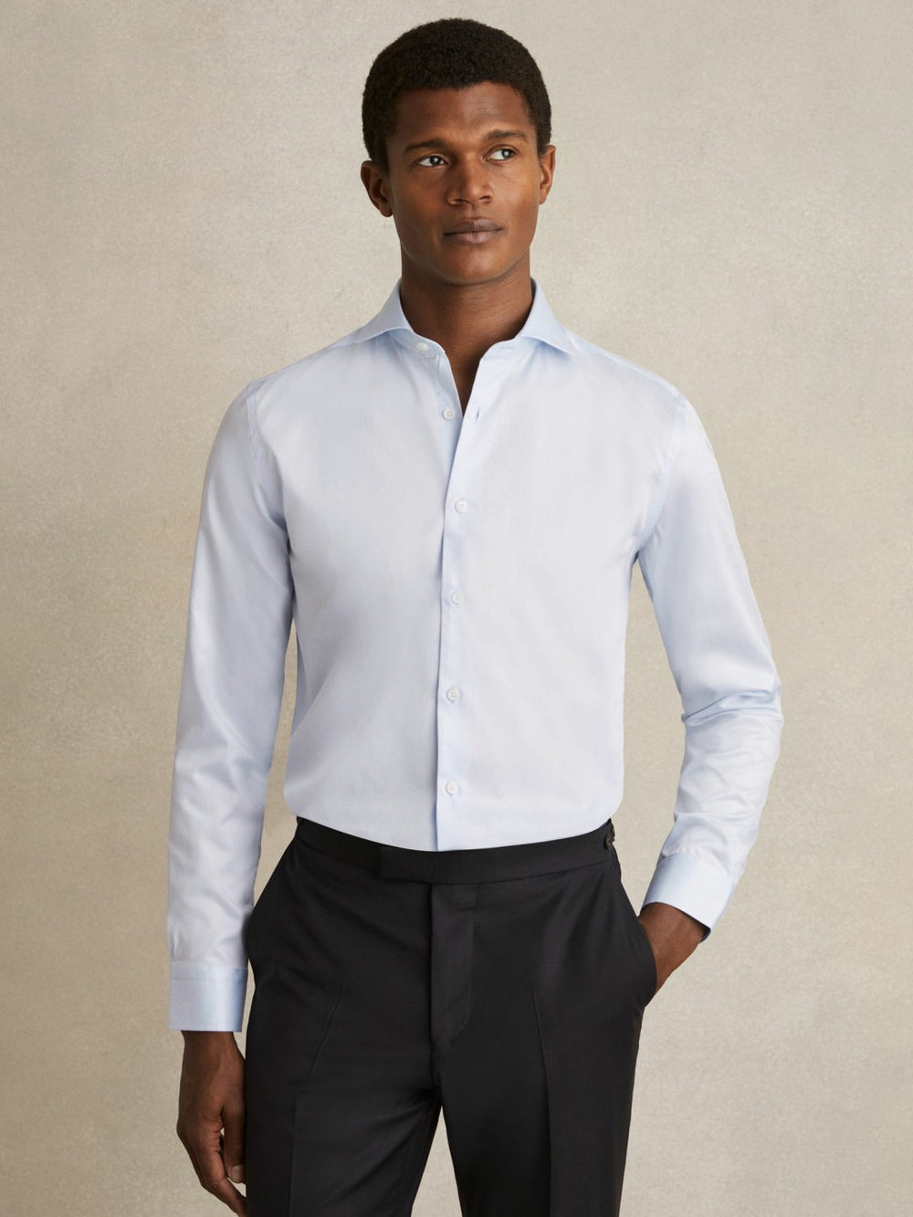 Slim Fit Slim-Fit Cotton Double-Cuff Shirt in Soft Blue
