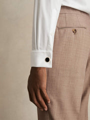 Double-Cuff Two-Fold Cotton Shirt in White