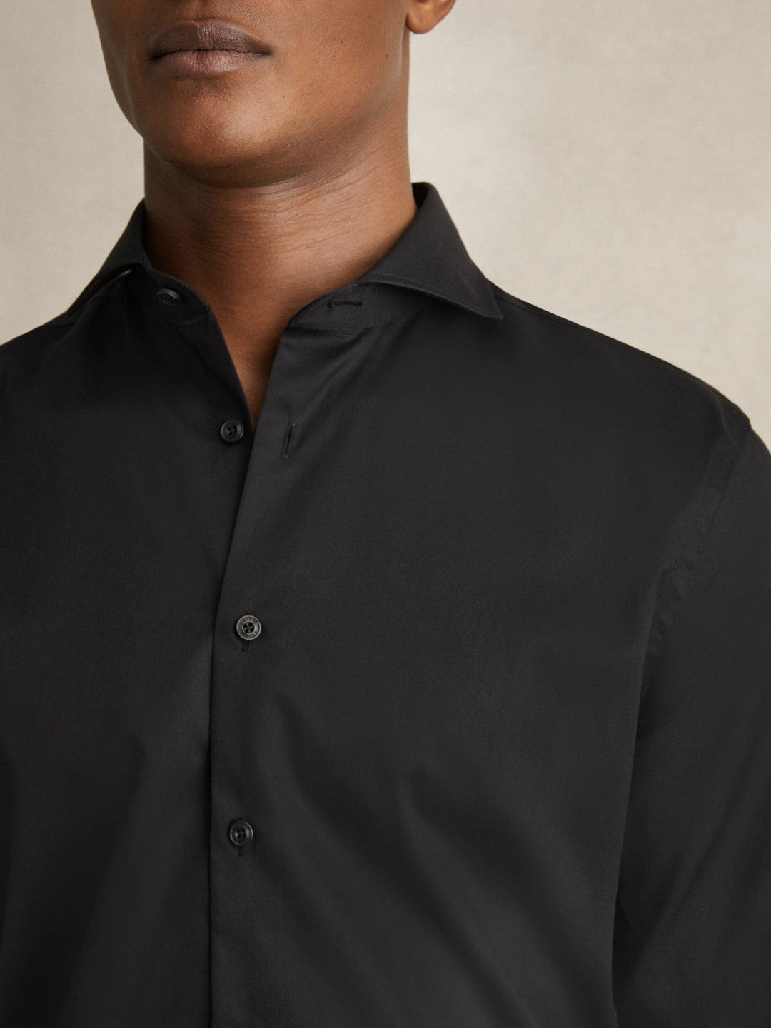 Slim Fit Slim-Fit Cotton Double-Cuff Shirt in Black