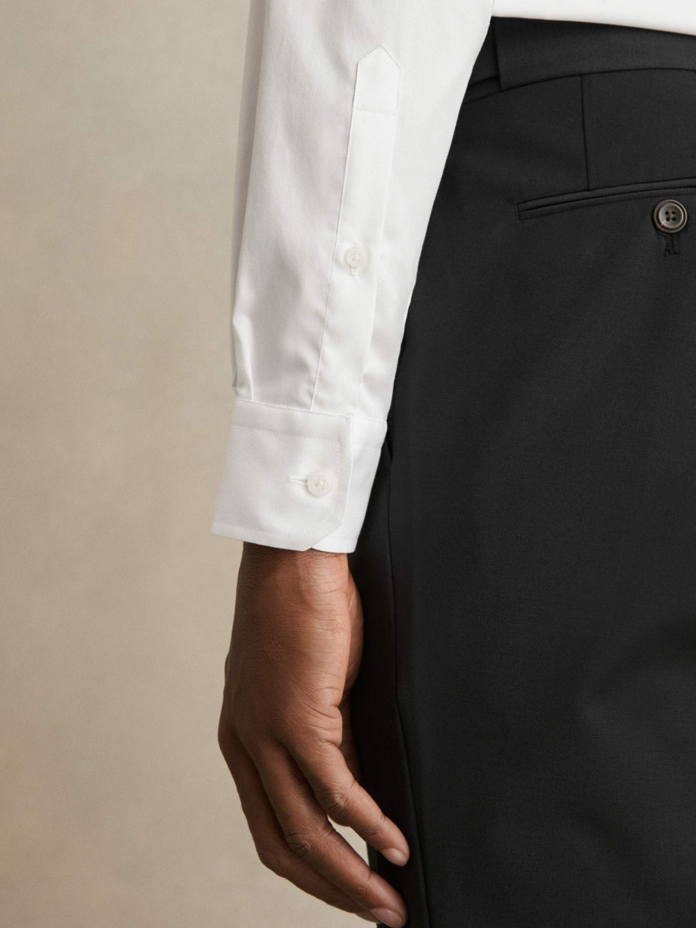 Regular Fit Slim-Fit Cotton Double-Cuff Shirt in White