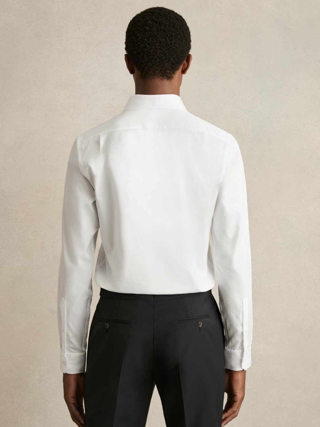 Regular Fit Slim-Fit Cotton Double-Cuff Shirt in White