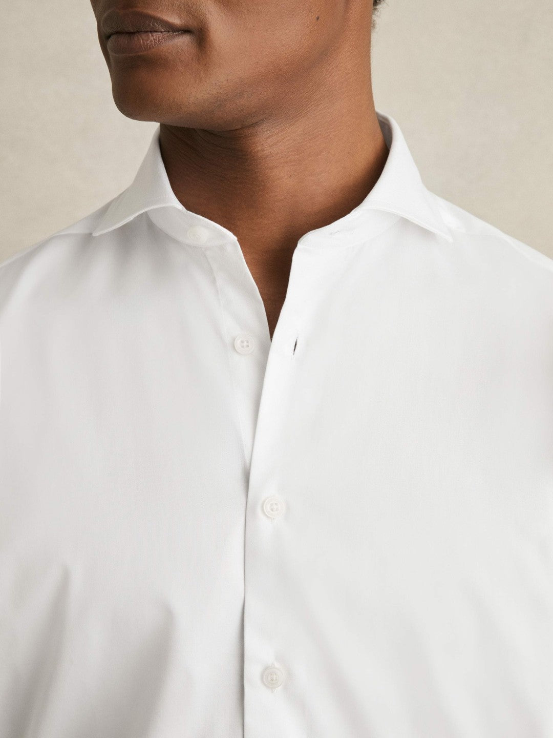 Regular Fit Slim-Fit Cotton Double-Cuff Shirt in White