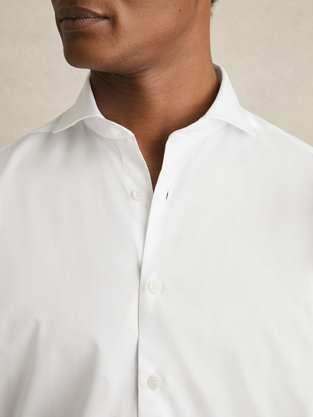 Regular Fit Slim-Fit Cotton Double-Cuff Shirt in White