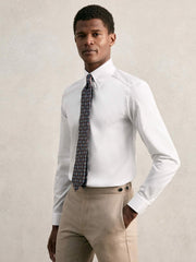 Slim Fit Cotton Pin Collar Shirt in White