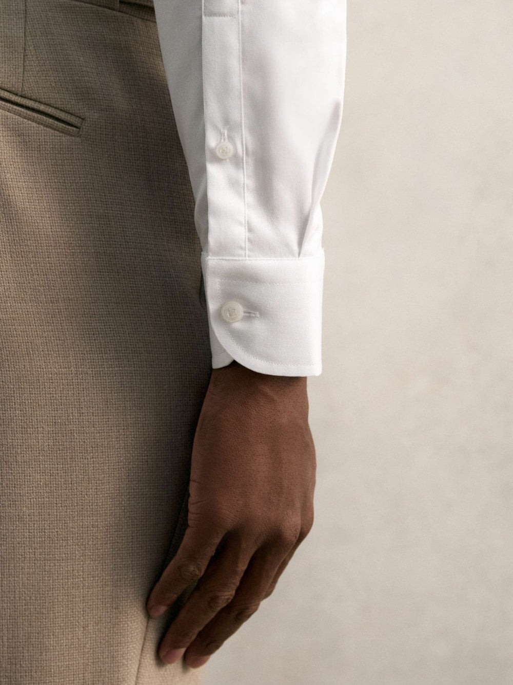 Slim Fit Cotton Pin Collar Shirt in White