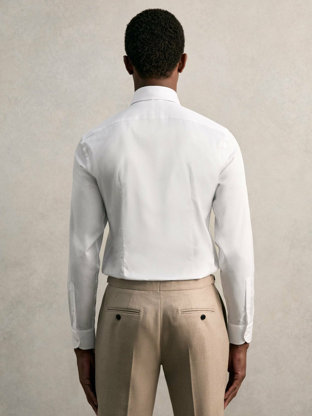 Slim Fit Cotton Pin Collar Shirt in White