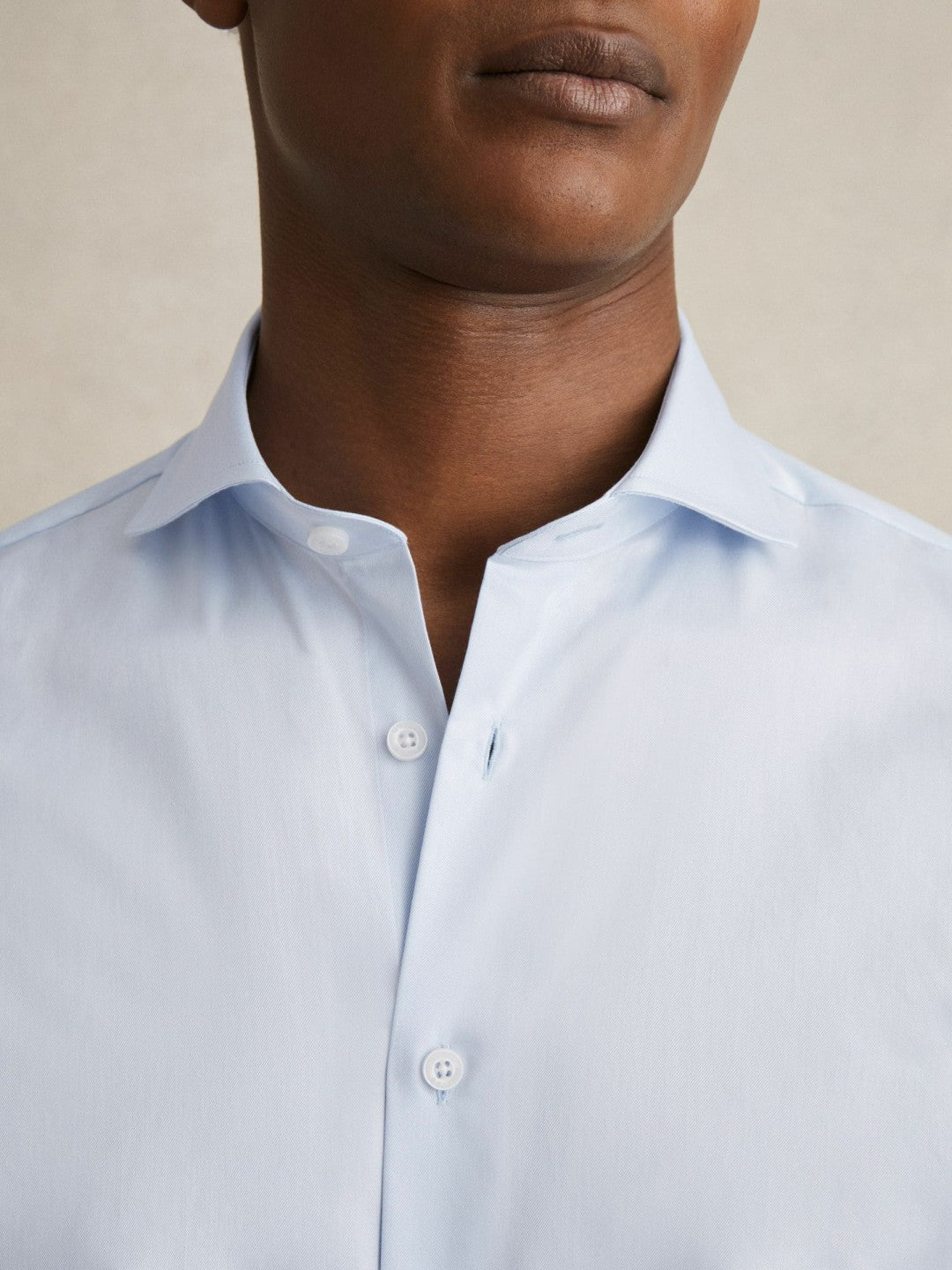 Regular Fit Slim-Fit Cotton Double-Cuff Shirt in Soft Blue
