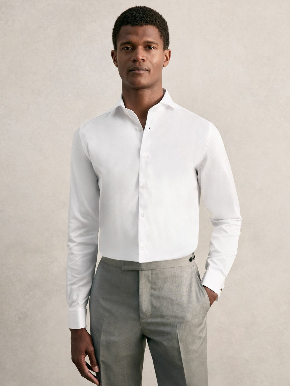 Slim Fit Slim-Fit Cotton Double-Cuff Shirt in White