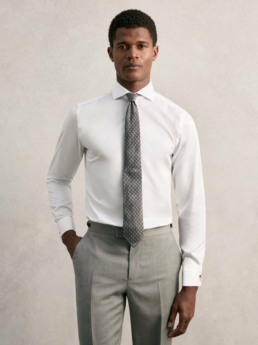 Slim Fit Slim-Fit Cotton Double-Cuff Shirt in White
