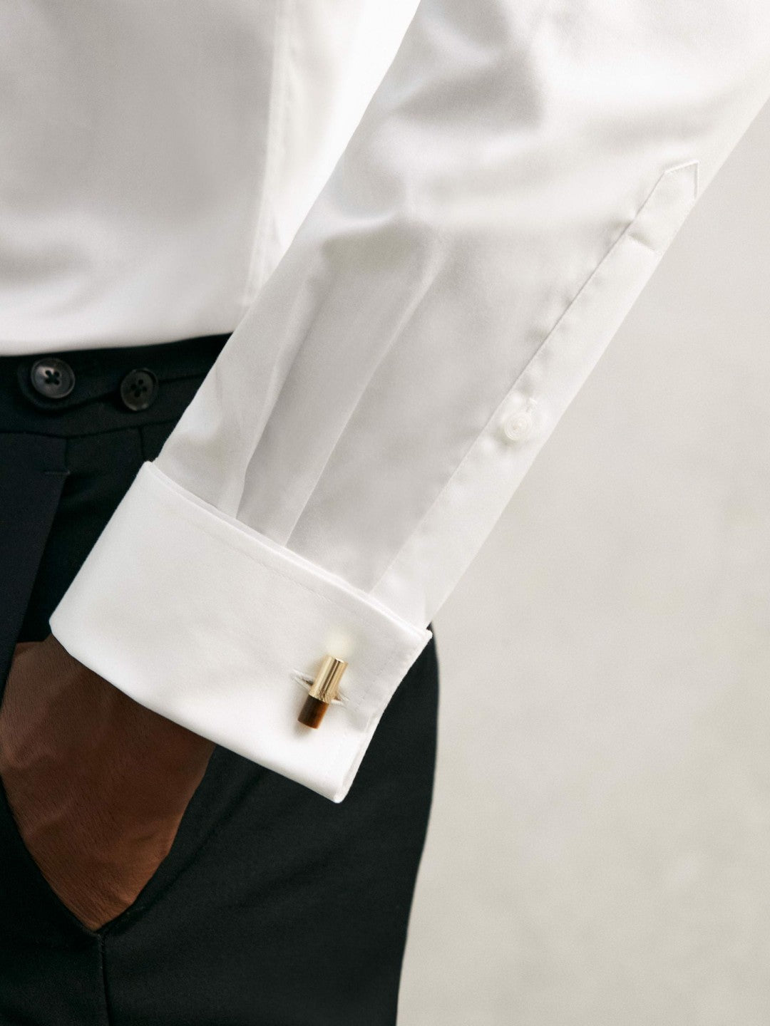 Regular Fit Slim-Fit Cotton-Sateen Shirt in White