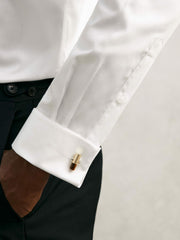 Regular Fit Slim-Fit Cotton-Sateen Shirt in White