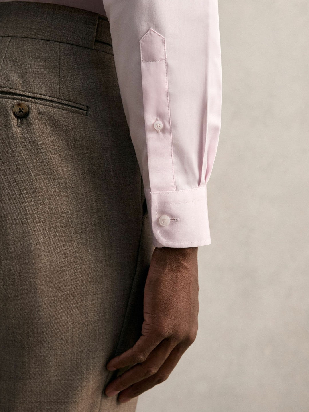 Regular Fit Cotton Sateen Shirt in Pink