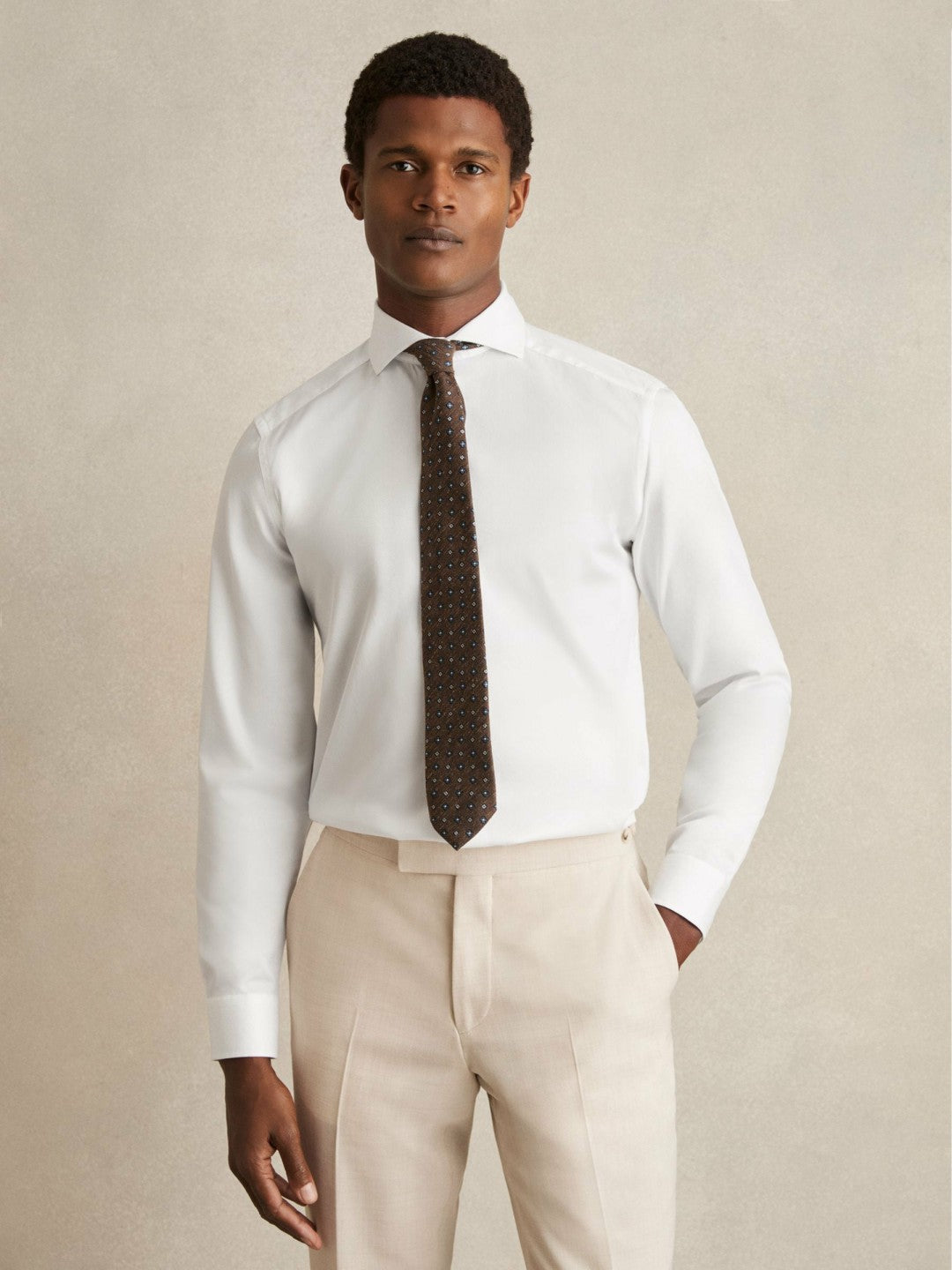 Slim Fit Cotton-Twill Two-Fold Shirt Slim-Fit in White