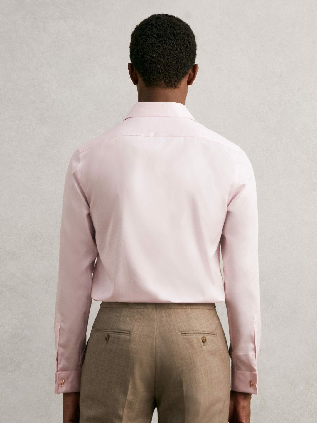 Regular Fit Slim-Fit Cotton-Sateen Shirt in Pink