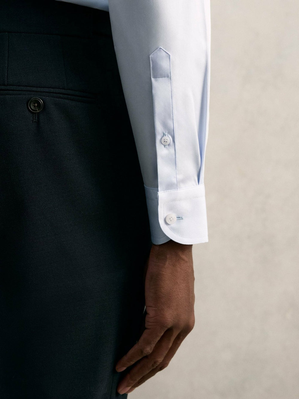 Slim Fit Cotton Pin Collar Shirt in Soft Blue