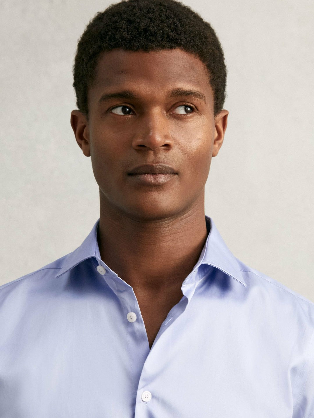 Regular Fit Slim-Fit Cotton-Sateen Shirt in Mid Blue